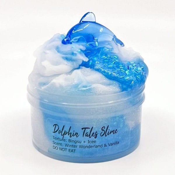 Dolphin Tales is a wonderful blue Bingsu and white Icee Slime Scented like Winter Wonderland & Vanilla.