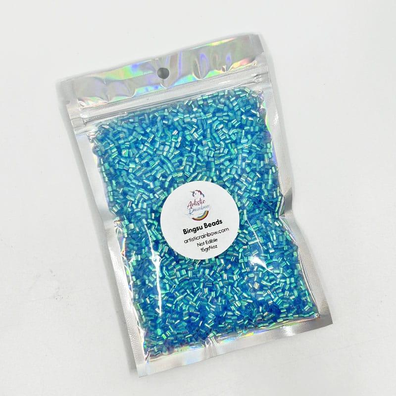 Blue Iridescent Bingsu Beads (15 g) - Artistic Rainbow Slime Shop