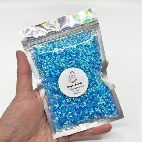 Blue Iridescent Bingsu Beads (15 g) - Artistic Rainbow Slime Shop