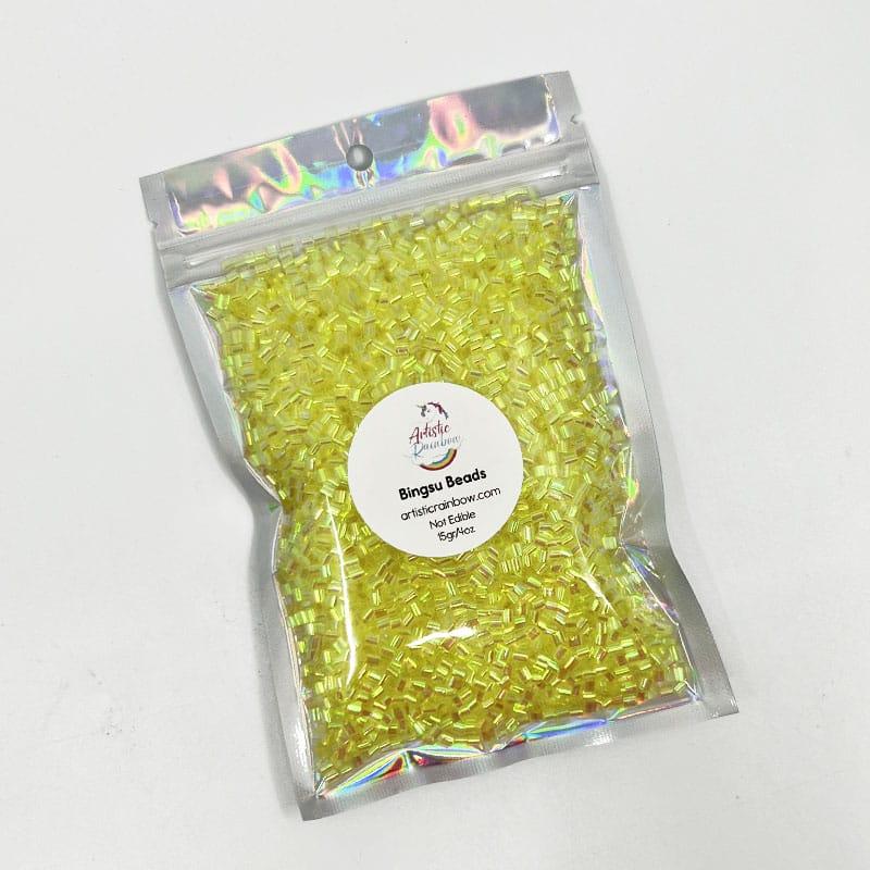 Yellow Iridescent Bingsu Beads (15 g) - Artistic Rainbow Slime Shop