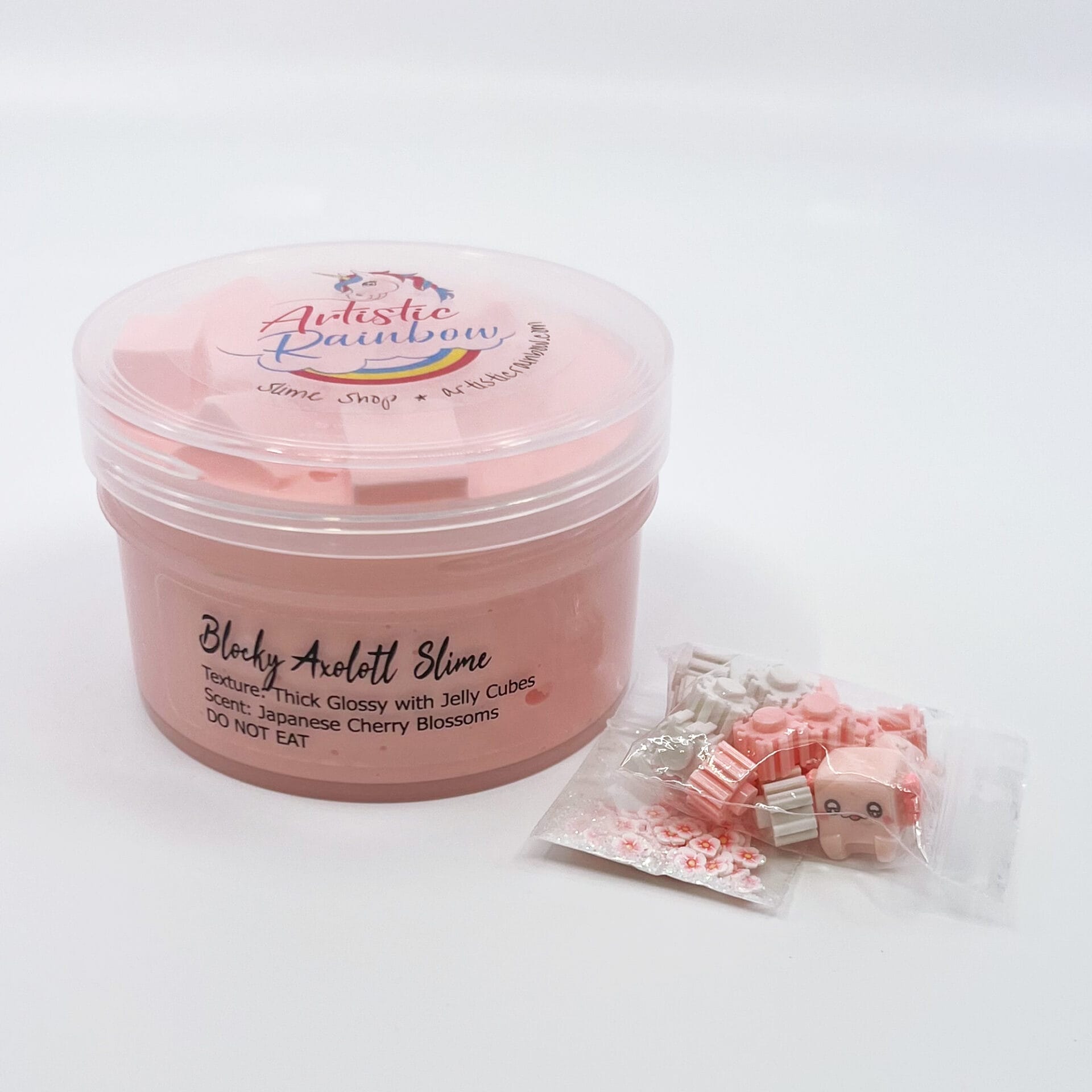 Blocky Axolotl Thick Glossy Slime - Artistic Rainbow Slime Shop