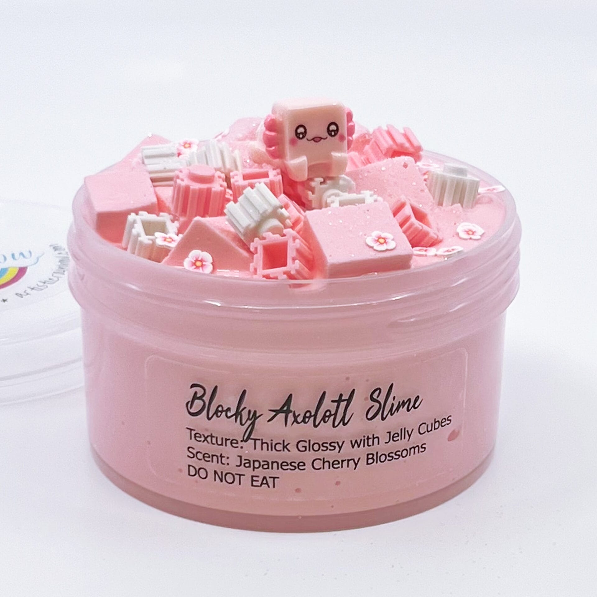 Blocky Axolotl Thick Glossy Slime - Artistic Rainbow Slime Shop